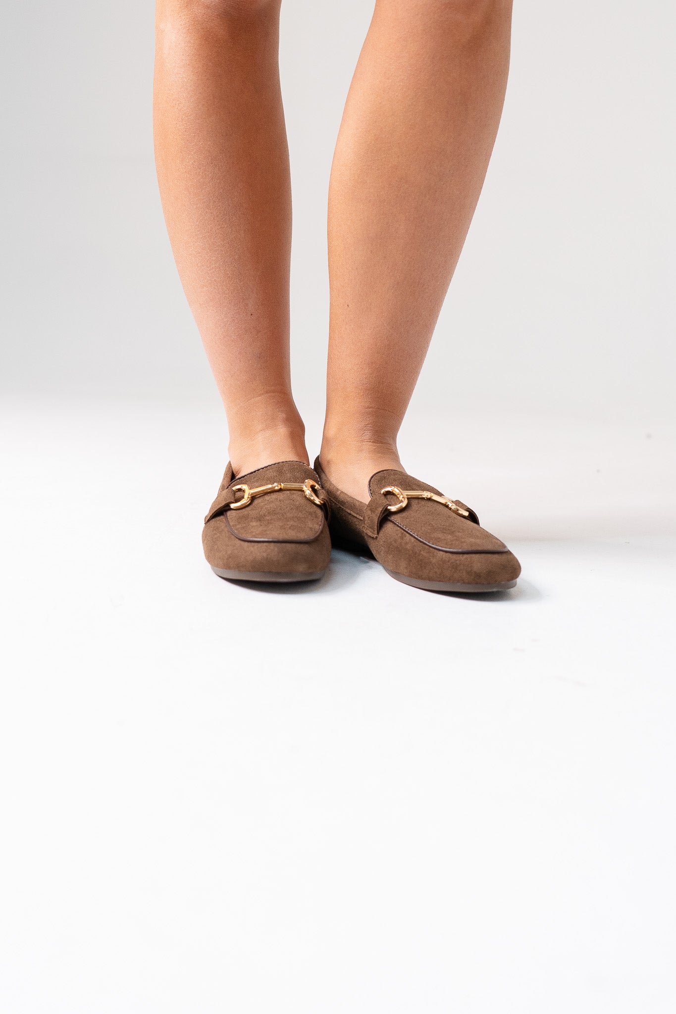 Sadie Faux Suede Loafer In Chocolate