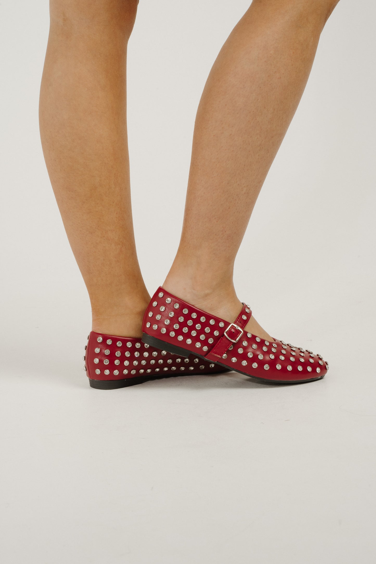 Sadie Embellished Flats In Red