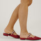 Sadie Metallic Trim Mule In Red