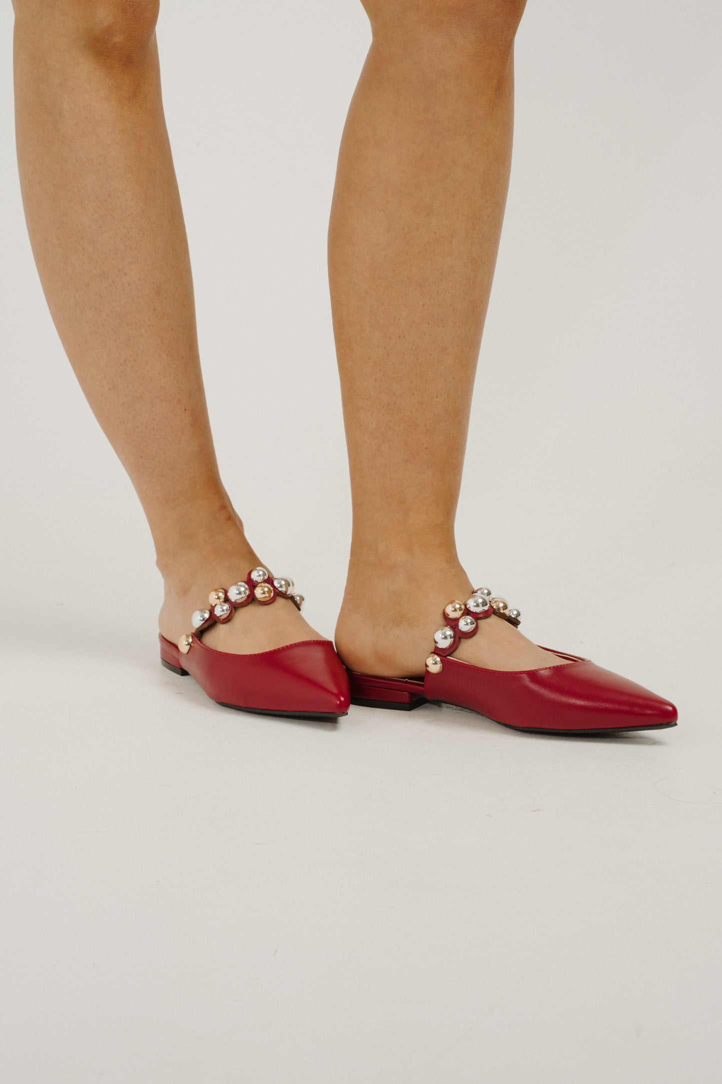 Sadie Metallic Trim Mule In Red