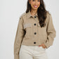 Samantha Crop Cargo Jacket In Beige