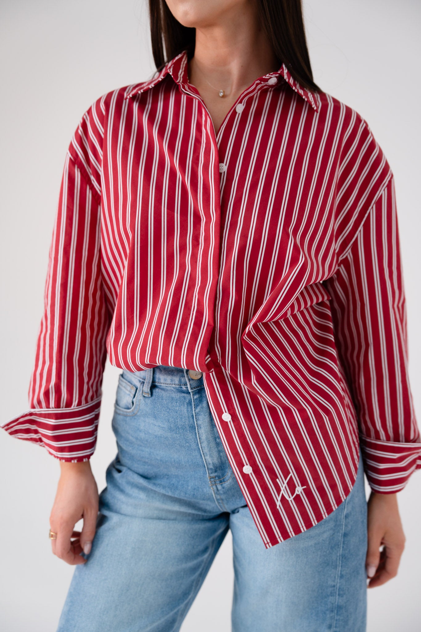 Love Laura Stripe Shirt In Red