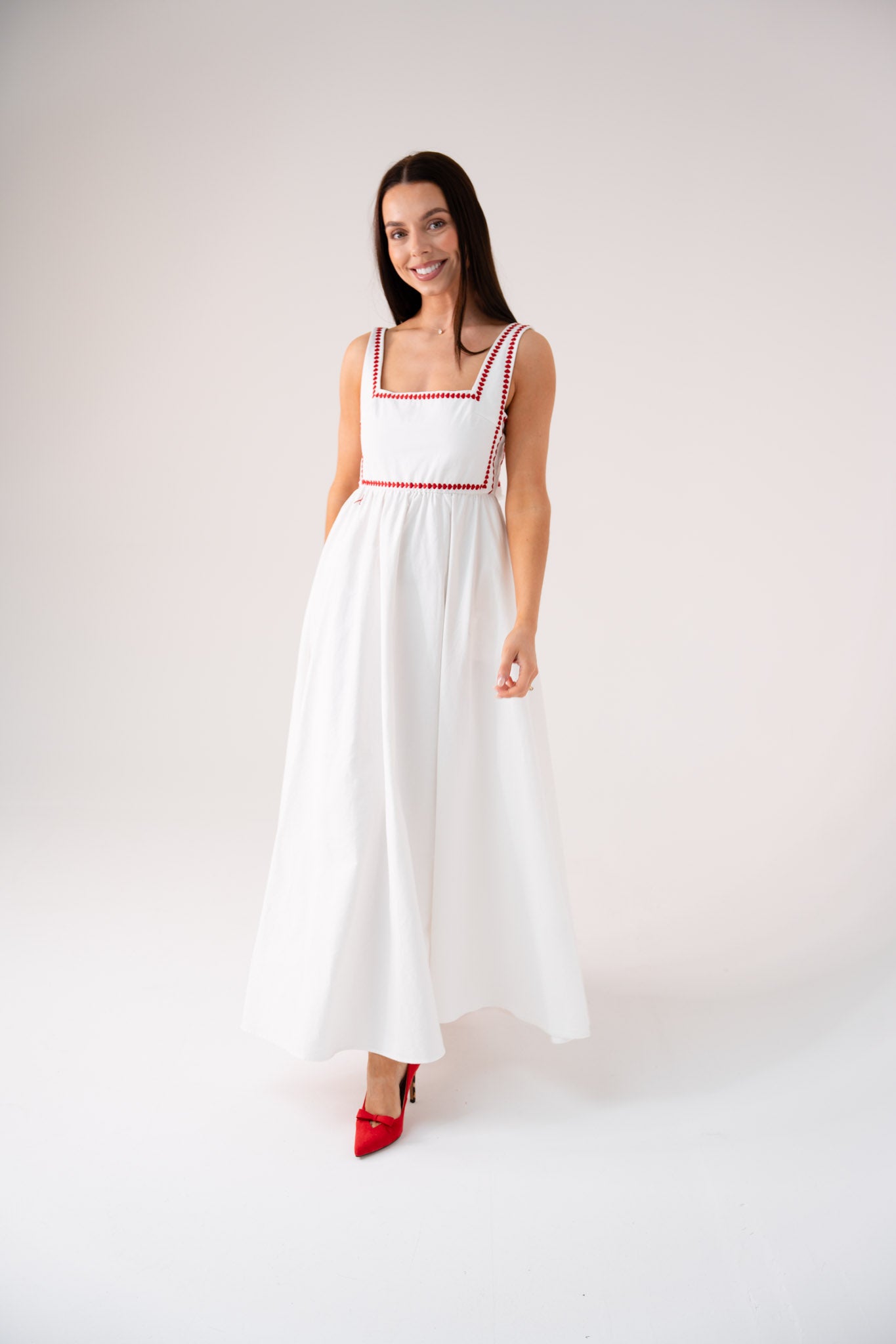 Love Laura Heart Embroidered Dress In White
