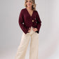 Taylor Asymmetric Button Cardigan In Bordeaux