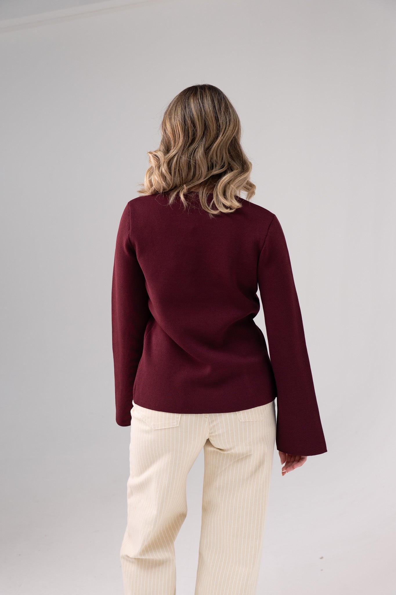 Taylor Asymmetric Button Cardigan In Bordeaux
