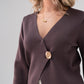 Taylor Asymmetric Button Cardigan In Chocolate