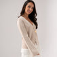 Taylor Asymmetric Button Cardigan In Sand