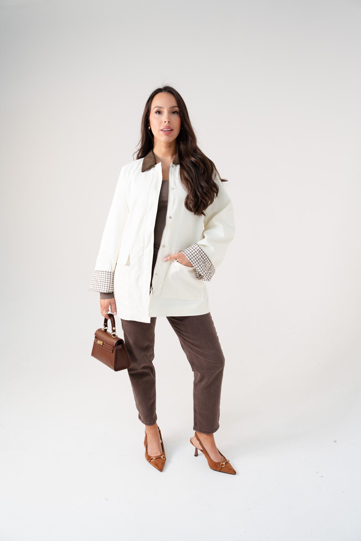 Taylor Contrast Collar Jacket In Cream