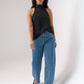 Taylor High Neck Polka Dot Top In Black
