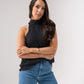 Taylor High Neck Polka Dot Top In Black