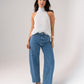 Taylor High Neck Polka Dot Top In White