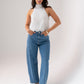 Taylor High Neck Polka Dot Top In White