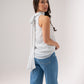 Taylor High Neck Polka Dot Top In White