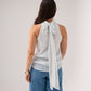 Taylor High Neck Polka Dot Top In White