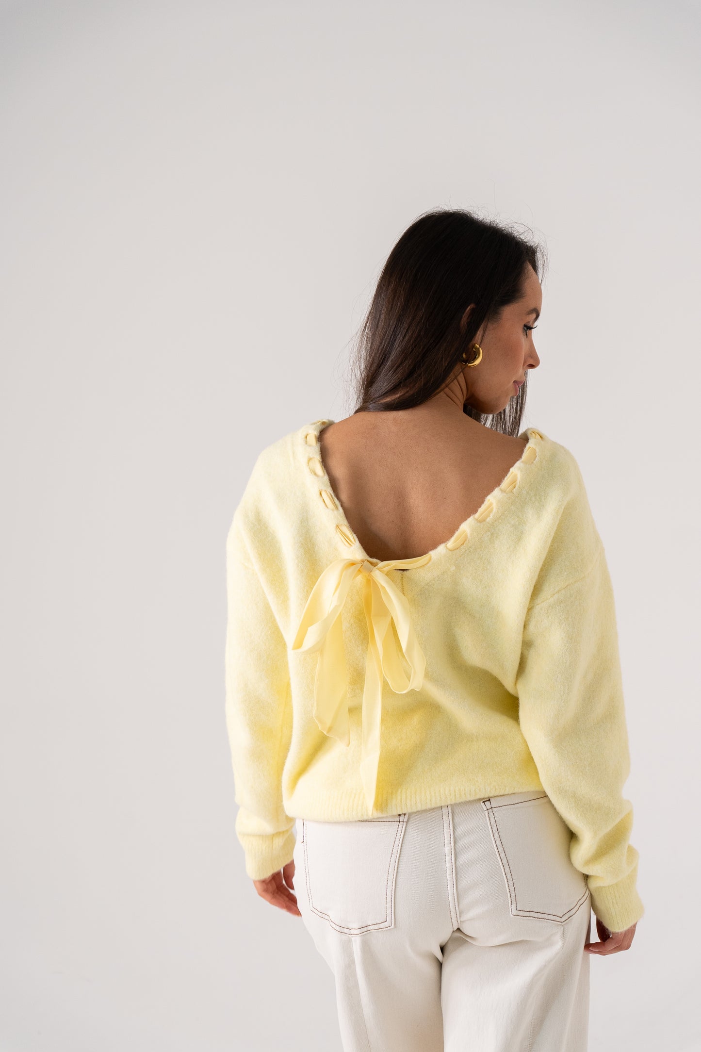 Ella Neck Detail Jumper In Lemon