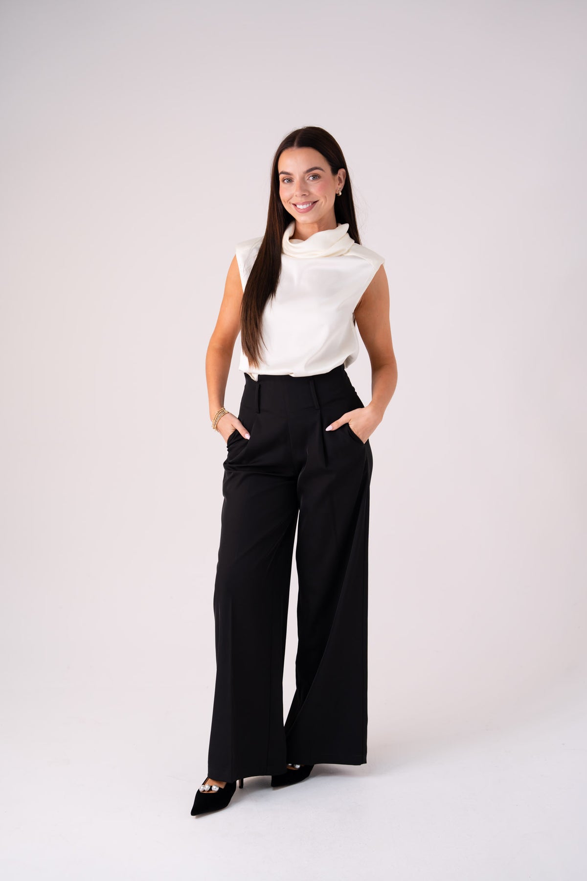 Love Laura High Waist Wide Leg Trousers In Black
