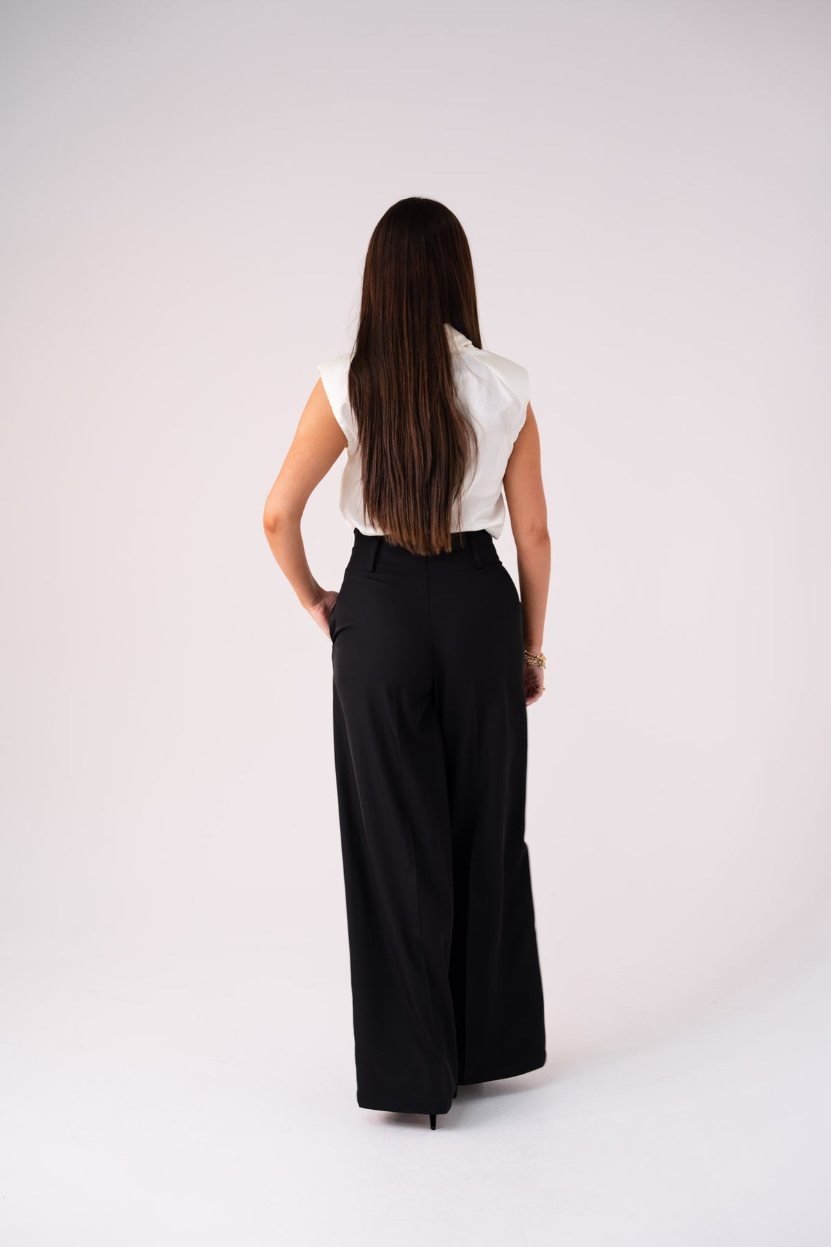 Love Laura High Waist Wide Leg Trousers In Black