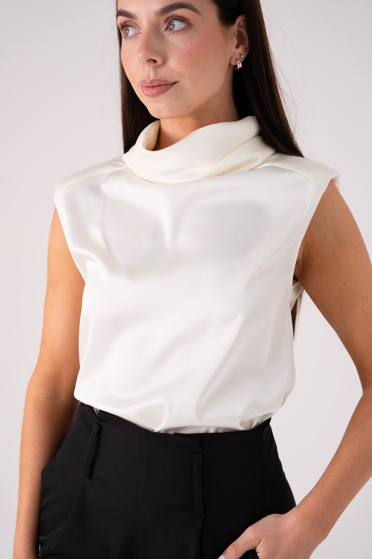 Love Laura Cowl Neck Top In Cream