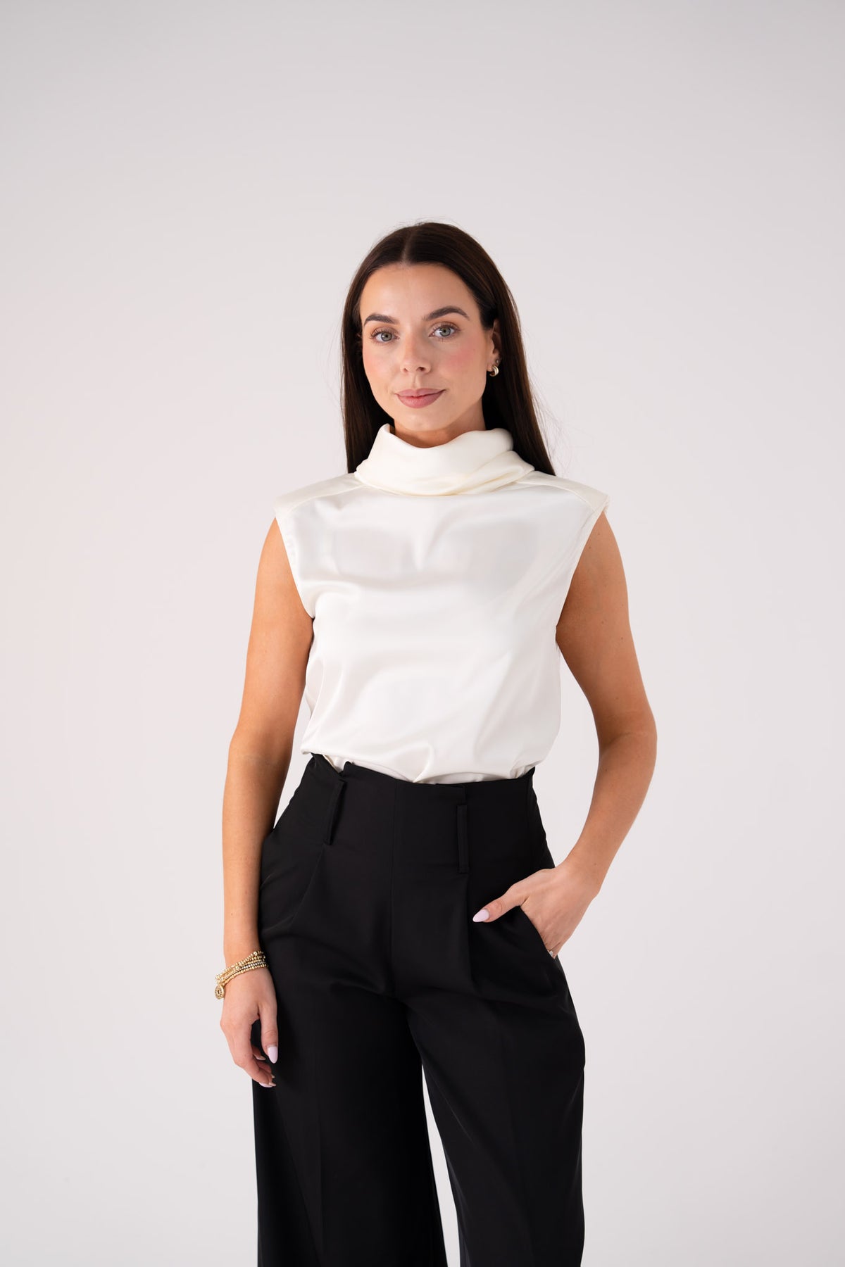 Love Laura Cowl Neck Top In Cream