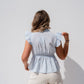 Elsa Broderie Anglaise Trim Top In Sky Blue