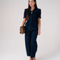 Love Laura Statement Collar Top In Dark Wash