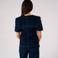 Love Laura Statement Collar Top In Dark Wash