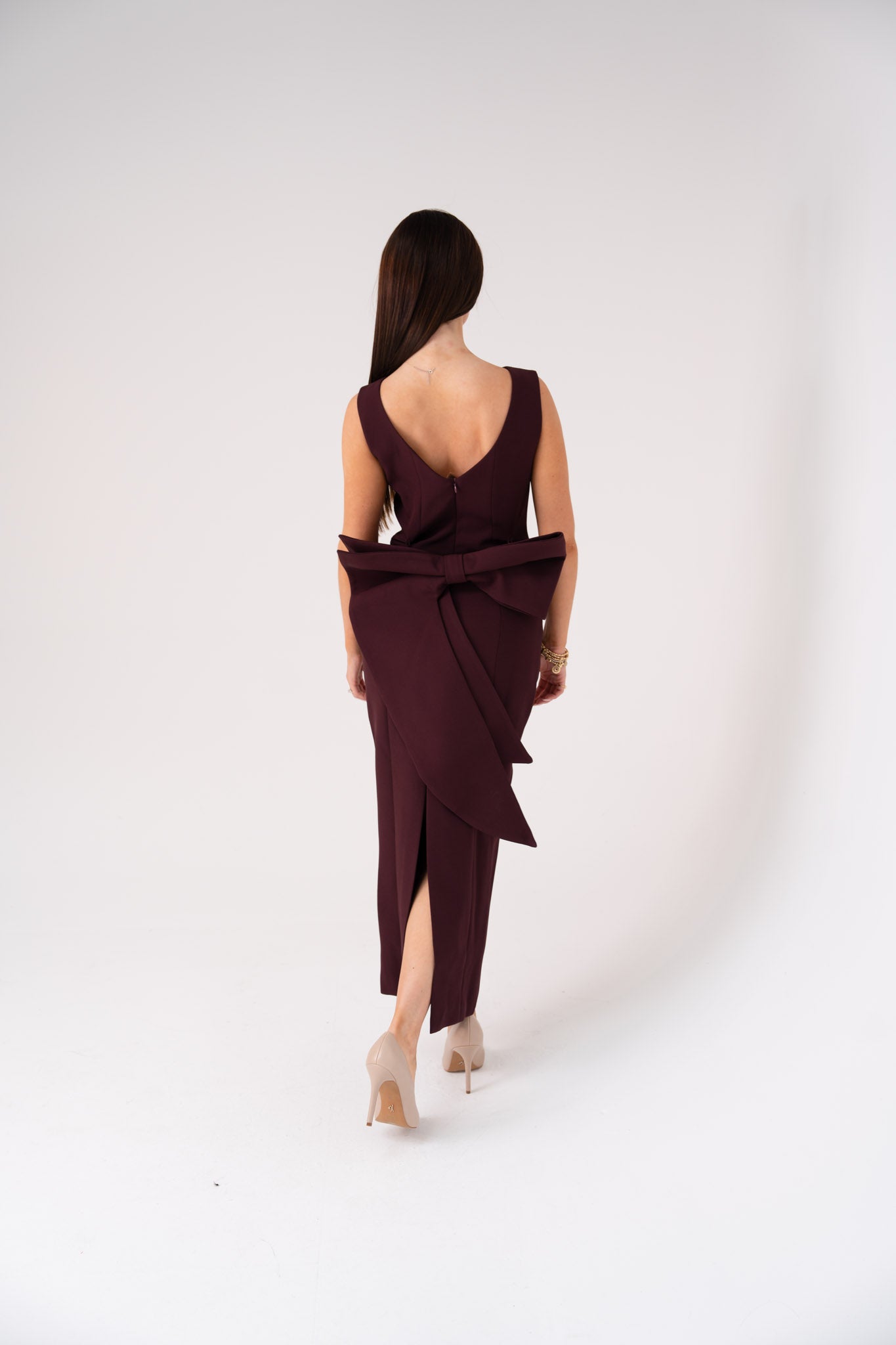 Love Laura Statement Bow Dress In Mulberry