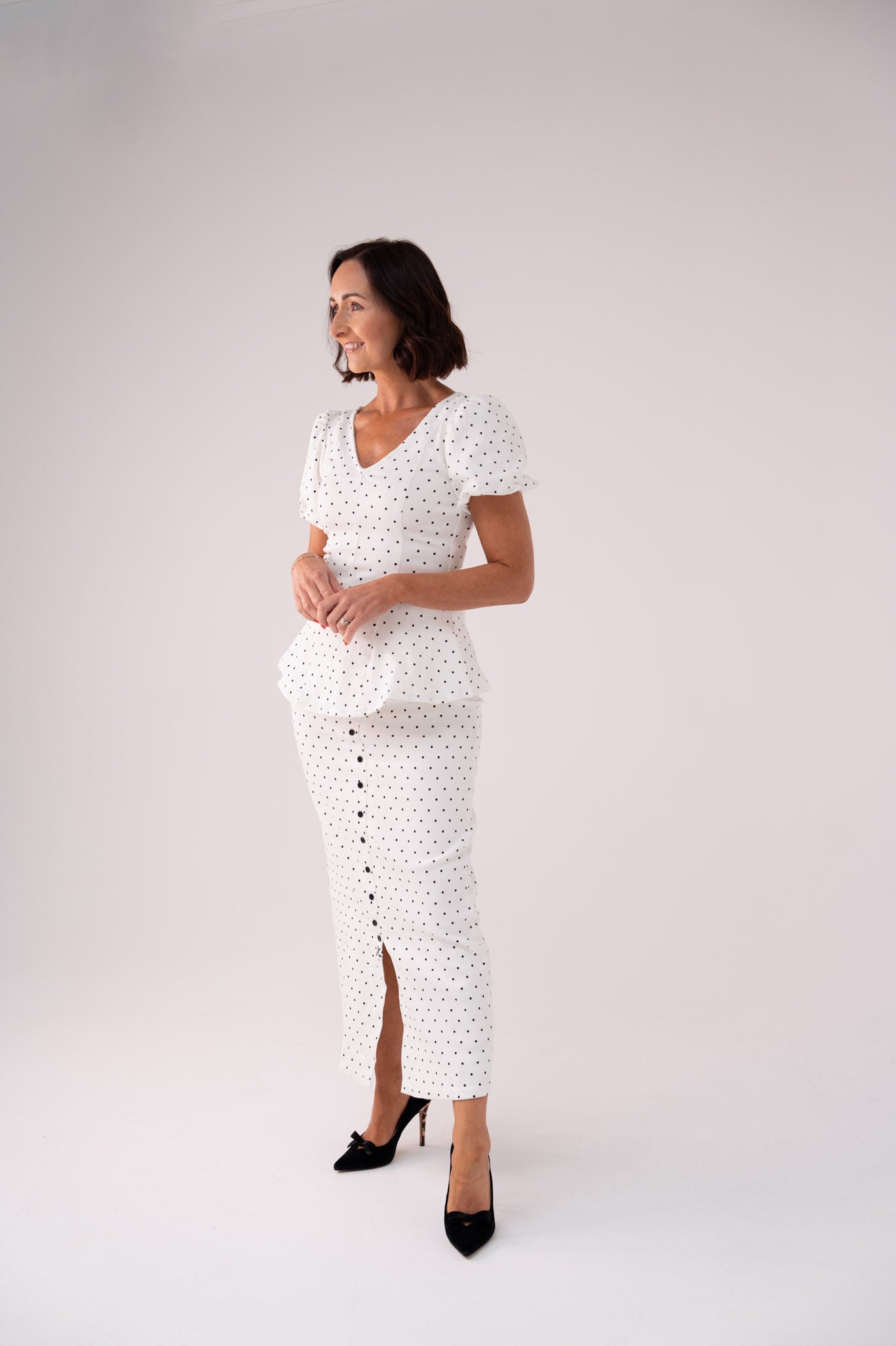 Love Laura Puff Sleeve Polka Dot Top In White