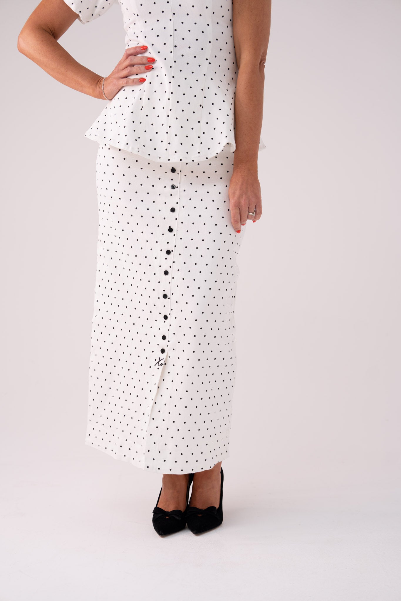 Love Laura Polka Dot Skirt In White