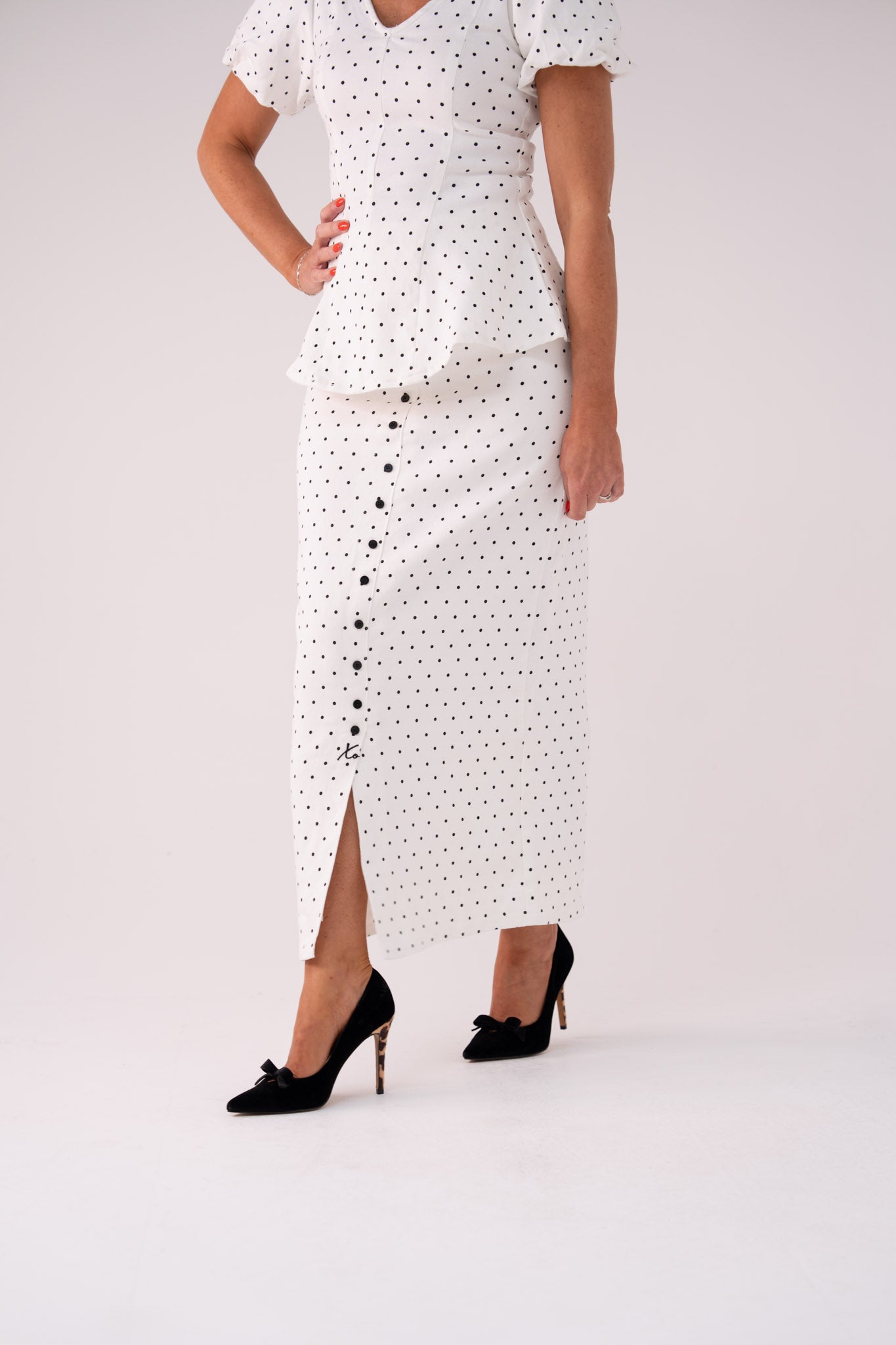 Love Laura Polka Dot Skirt In White