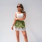 Elsa Lace Trim Shorts In Green
