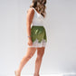 Elsa Lace Trim Shorts In Green