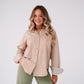 Kiera Contrast Cuff Shirt In Beige