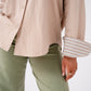 Kiera Contrast Cuff Shirt In Beige