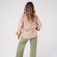 Kiera Contrast Cuff Shirt In Beige
