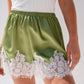 Elsa Lace Trim Shorts In Green