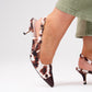 Love Laura Burgundy Toe Kitten Heel In Cow Print