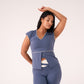 Love Laura Cream Trim Leisure Top In Navy