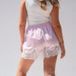 Elsa Lace Trim Shorts In Pink