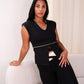 Love Laura Cream Trim Leisure Top In Black