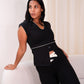 Love Laura Cream Trim Leggings In Black