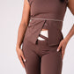 Love Laura Cream Trim Leggings In Chocolate
