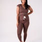 Love Laura Cream Trim Leggings In Chocolate