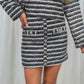 Kate Textured Stripe Skirt In Monochrome