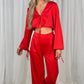 Erica Satin Trousers In Red