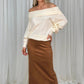 Caitlyn Faux Suede Midi Skirt In Light Brown