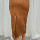 Caitlyn Faux Suede Midi Skirt In Light Brown