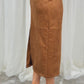 Caitlyn Faux Suede Midi Skirt In Light Brown