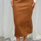 Caitlyn Faux Suede Midi Skirt In Light Brown