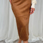 Caitlyn Faux Suede Midi Skirt In Light Brown